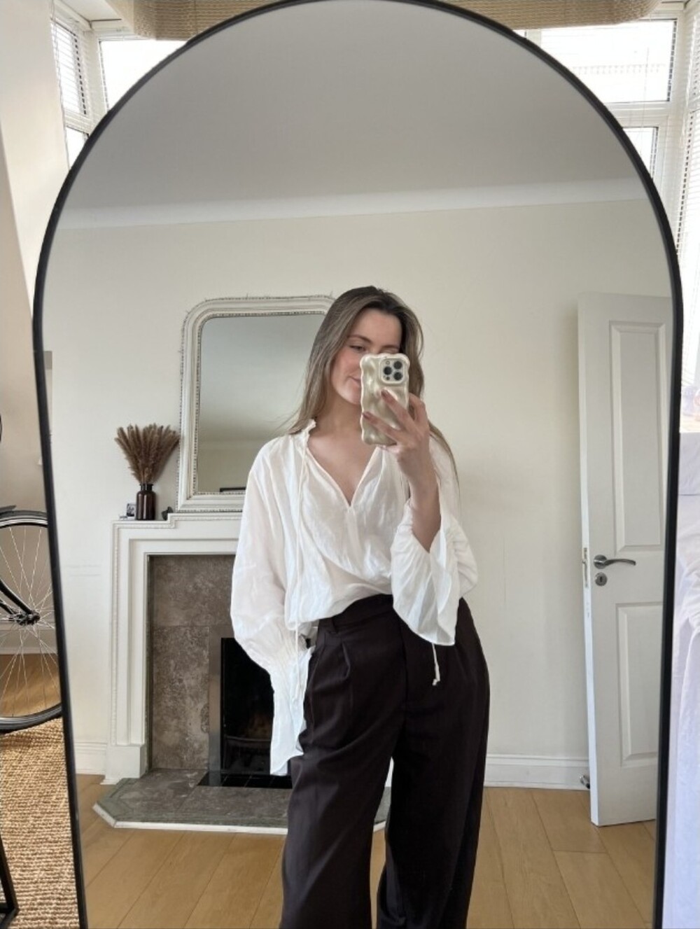 H&M EDITION OVERSIZED LINEN-BLEND SHIRT